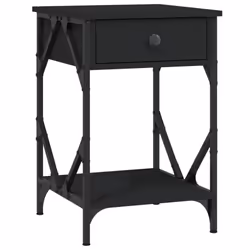 vidaXL Bedside Cabinets Side Table Nightstand Bed Cabinet Engineered Wood - black, 1 pcs