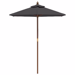 vidaXL Garden Parasol Outdoor Umbrella Parasol Sun Shade with Wooden Pole - anthracite - Additional view 2