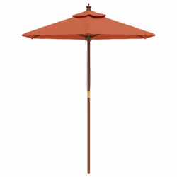 vidaXL Garden Parasol Outdoor Umbrella Parasol Sun Shade with Wooden Pole - terracotta - Additional view 2