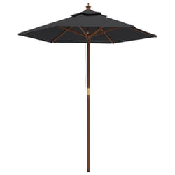 vidaXL Garden Parasol Outdoor Umbrella Parasol Sun Shade with Wooden Pole - black