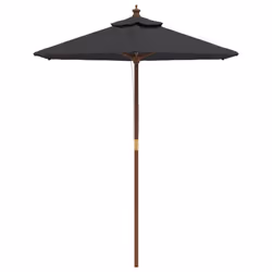 vidaXL Garden Parasol Outdoor Umbrella Parasol Sun Shade with Wooden Pole - black