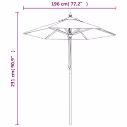 vidaXL Garden Parasol Outdoor Umbrella Parasol Sun Shade with Wooden Pole - black