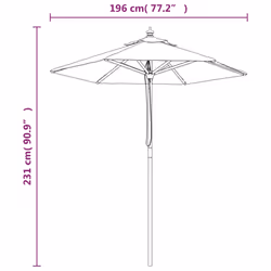 vidaXL Garden Parasol Outdoor Umbrella Parasol Sun Shade with Wooden Pole - blue - Additional view 7