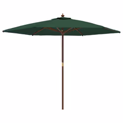 vidaXL Garden Parasol Outdoor Umbrella Parasol Sun Shade with Wooden Pole - green