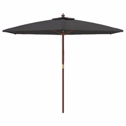 vidaXL Garden Parasol Outdoor Umbrella Parasol Sun Shade with Wooden Pole - anthracite - Additional view 2