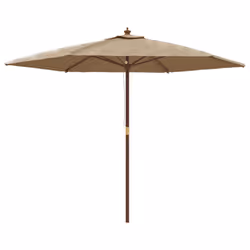 vidaXL Garden Parasol Outdoor Umbrella Parasol Sun Shade with Wooden Pole - taupe