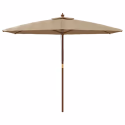 vidaXL Garden Parasol Outdoor Umbrella Parasol Sun Shade with Wooden Pole - taupe