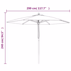 vidaXL Garden Parasol Outdoor Umbrella Parasol Sun Shade with Wooden Pole - taupe