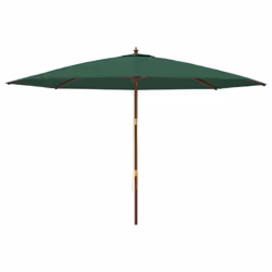 vidaXL Garden Parasol Outdoor Umbrella Patio Sun Shade with Wooden Pole - green