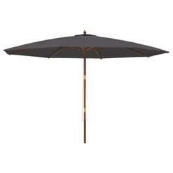 vidaXL Garden Parasol Outdoor Umbrella Patio Sun Shade with Wooden Pole - anthracite