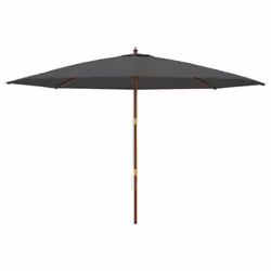 vidaXL Garden Parasol Outdoor Umbrella Patio Sun Shade with Wooden Pole - anthracite