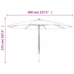 vidaXL Garden Parasol Outdoor Umbrella Patio Sun Shade with Wooden Pole - red - Additional view 7