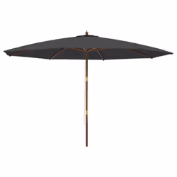 vidaXL Garden Parasol Outdoor Umbrella Patio Sun Shade with Wooden Pole - black