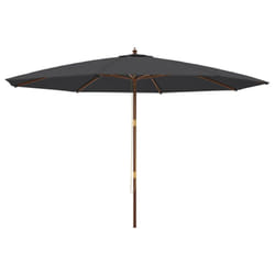 vidaXL Garden Parasol Outdoor Umbrella Patio Sun Shade with Wooden Pole - black
