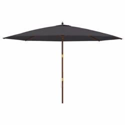 vidaXL Garden Parasol Outdoor Umbrella Patio Sun Shade with Wooden Pole - black