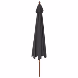 vidaXL Garden Parasol Outdoor Umbrella Patio Sun Shade with Wooden Pole - black - Additional view 4
