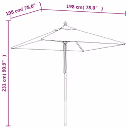 vidaXL Garden Parasol Umbrella with Wooden Pole Outdoor Parasol Sun Umbrella - anthracite