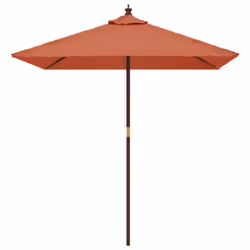 vidaXL Garden Parasol Umbrella with Wooden Pole Outdoor Parasol Sun Umbrella - terracotta - Additional view 2