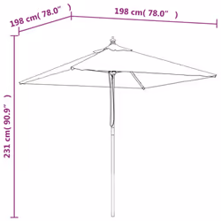 vidaXL Garden Parasol Umbrella with Wooden Pole Outdoor Parasol Sun Umbrella - blue