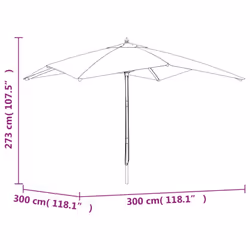 vidaXL Garden Parasol Umbrella with Wooden Pole Outdoor Parasol Sun Umbrella - green - Additional view 6