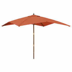 vidaXL Garden Parasol Umbrella with Wooden Pole Outdoor Parasol Sun Umbrella - terracotta