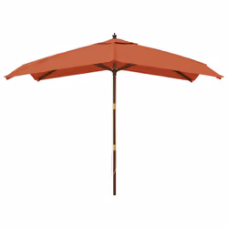vidaXL Garden Parasol Umbrella with Wooden Pole Outdoor Parasol Sun Umbrella - terracotta