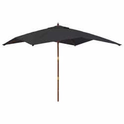 vidaXL Garden Parasol Umbrella with Wooden Pole Outdoor Parasol Sun Umbrella - black