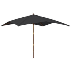 vidaXL Garden Parasol Umbrella with Wooden Pole Outdoor Parasol Sun Umbrella - black