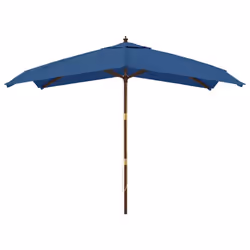 vidaXL Garden Parasol Umbrella with Wooden Pole Outdoor Parasol Sun Umbrella - blue