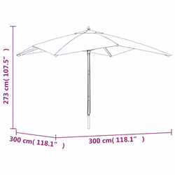 vidaXL Garden Parasol Umbrella with Wooden Pole Outdoor Parasol Sun Umbrella - blue