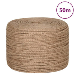 vidaXL Rope 100% Jute Natural Hemp Cord Sisal Rope Multi Purpose Rope Cable - 4 mm x 50 m