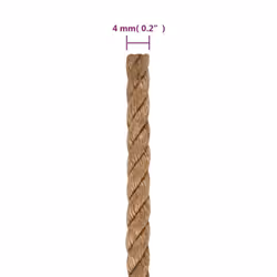 vidaXL Rope 100% Jute Natural Hemp Cord Sisal Rope Multi Purpose Rope Cable - 4 mm x 50 m - Additional view 5
