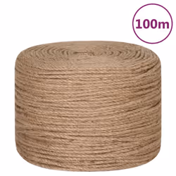 vidaXL Rope 100% Jute Natural Hemp Cord Sisal Rope Multi Purpose Rope Cable - 4 mm x 100 m
