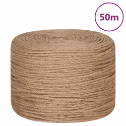 vidaXL Rope 100% Jute Natural Hemp Cord Sisal Rope Multi Purpose Rope Cable - 6 mm x 50 m