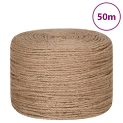 vidaXL Rope 100% Jute Natural Hemp Cord Sisal Rope Multi Purpose Rope Cable - 6 mm x 50 m