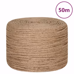vidaXL Rope 100% Jute Natural Hemp Cord Sisal Rope Multi Purpose Rope Cable - 8 mm x 50 m