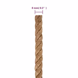 vidaXL Rope 100% Jute Natural Hemp Cord Sisal Rope Multi Purpose Rope Cable - 8 mm x 50 m