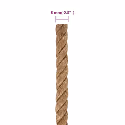 vidaXL Rope 100% Jute Natural Hemp Cord Sisal Rope Multi Purpose Rope Cable - 8 mm x 100 m