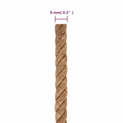 vidaXL Rope 100% Jute Natural Hemp Cord Sisal Rope Multi Purpose Rope Cable - 8 mm x 250 m