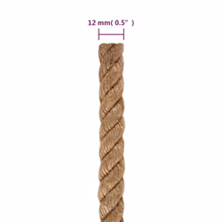 vidaXL Rope 100% Jute Natural Hemp Cord Sisal Rope Multi Purpose Rope Cable - 12 mm x 25 m