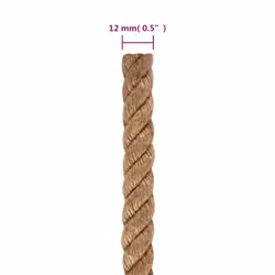 vidaXL Rope 100% Jute Natural Hemp Cord Sisal Rope Multi Purpose Rope Cable - 12 mm x 50 m