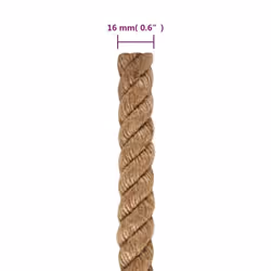 vidaXL Rope 100% Jute Natural Hemp Cord Sisal Rope Multi Purpose Rope Cable - 100 m/ 16 mm