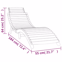 vidaXL Sun Lounger Recliner Outdoor Chair Wooden Sunbed Solid Wood Acacia - 1 sunlounger - Additional view 7