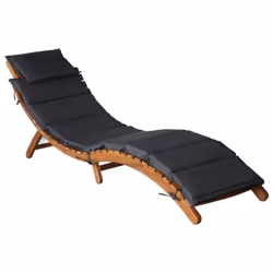 vidaXL Sun Loungers Chaise Lounge Recliner with Cushions Solid Wood Acacia - dark grey, 1 pcs