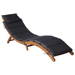 vidaXL Sun Loungers Chaise Lounge Recliner with Cushions Solid Wood Acacia - dark grey, 1 pcs