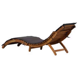 vidaXL Sun Loungers Chaise Lounge Recliner with Cushions Solid Wood Acacia - dark grey, 1 pcs