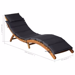 vidaXL Sun Loungers Chaise Lounge Recliner with Cushions Solid Wood Acacia - dark grey, 1 pcs