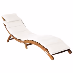 vidaXL Sun Loungers Chaise Lounge Recliner with Cushions Solid Wood Acacia - cream, 1 pcs