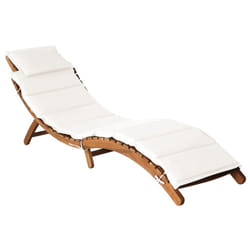 vidaXL Sun Loungers Chaise Lounge Recliner with Cushions Solid Wood Acacia - cream, 1 pcs