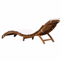 vidaXL Sun Loungers Chaise Lounge Recliner with Cushions Solid Wood Acacia - cream, 1 pcs